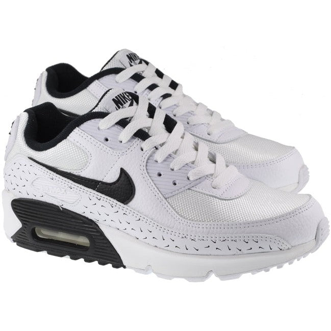 Nike Shoes Junior Air Max 90 White Black Multi Swoosh For:Boys, For:Girls, For:Kids, Type:Shoes - Junior Age 10 - 13
