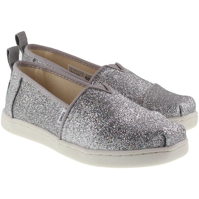 Toms Shoes Kids Glimmer Alpargata Silver For:Girls, For:Kids, Type:Shoes - Kids Age 6 - 10