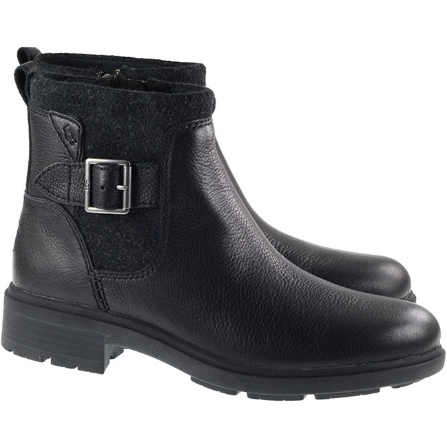 Ugg Boots Womens Harrison Moto Black Leather For:Women, Type:Boots & Shoes