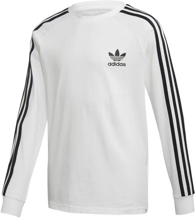 Adidas Originals Juniors 3 Stripes Long Sleeve T Shirt White Black