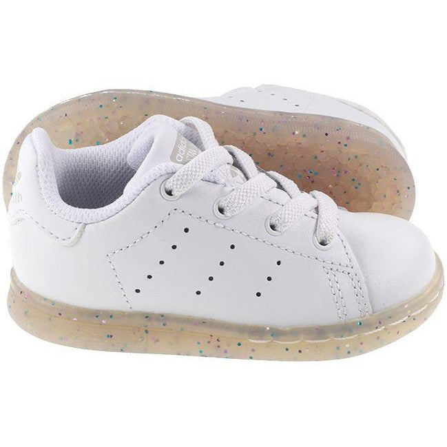 Adidas Originals Trainers Infants Stan Smith EL White Grey Glitter