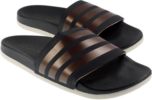 Adidas Womens Adilette Comfort Slides Footwear Black Rose Metallic