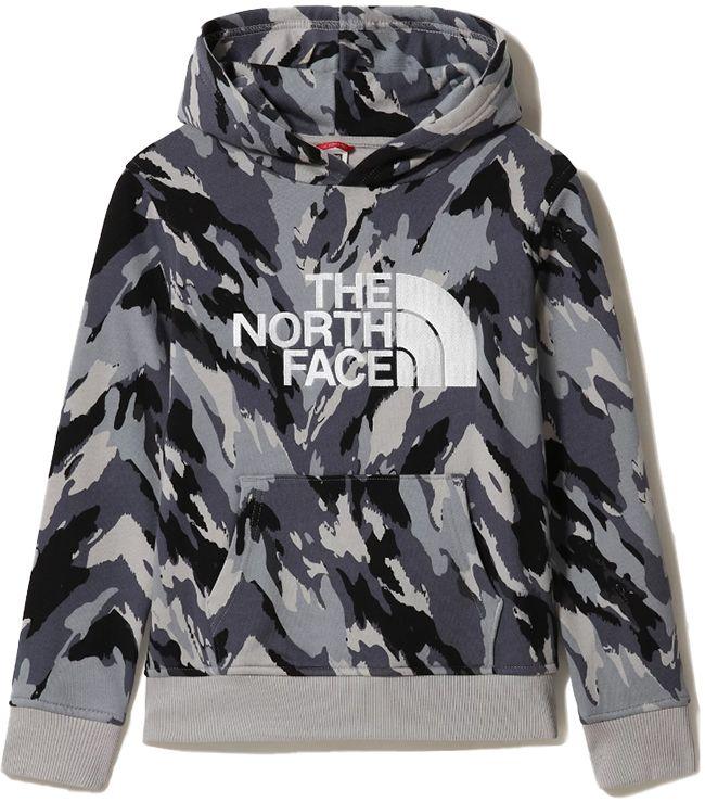The North Face Juniors Drew Peak Pullover Hoody Meld Grey Camo Mountain Camo Print