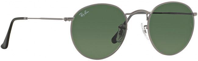 Ray-Ban Sunglasses Round Metal Matte Gunmetal Crystal Green