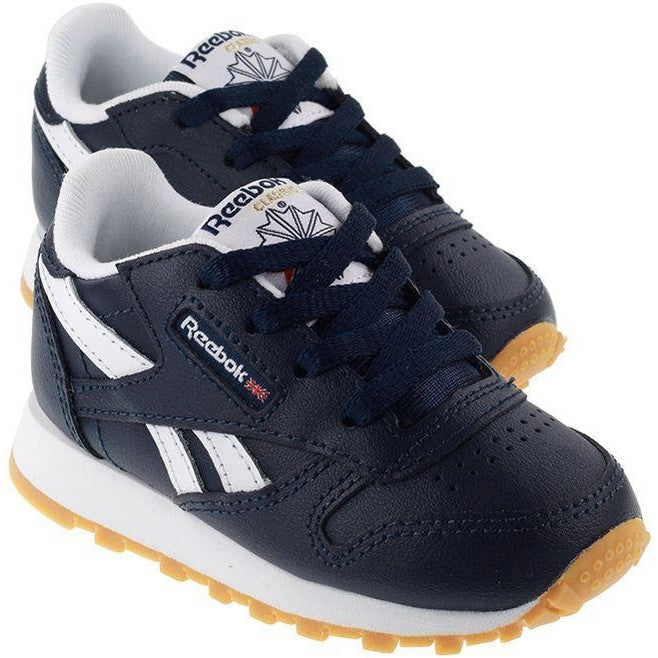 Reebok Infants Classic Leather Collegiate Navy White Gum For:Boys, For:Girls, For:Kids, Type:Shoes - Infant Age 1 - 5