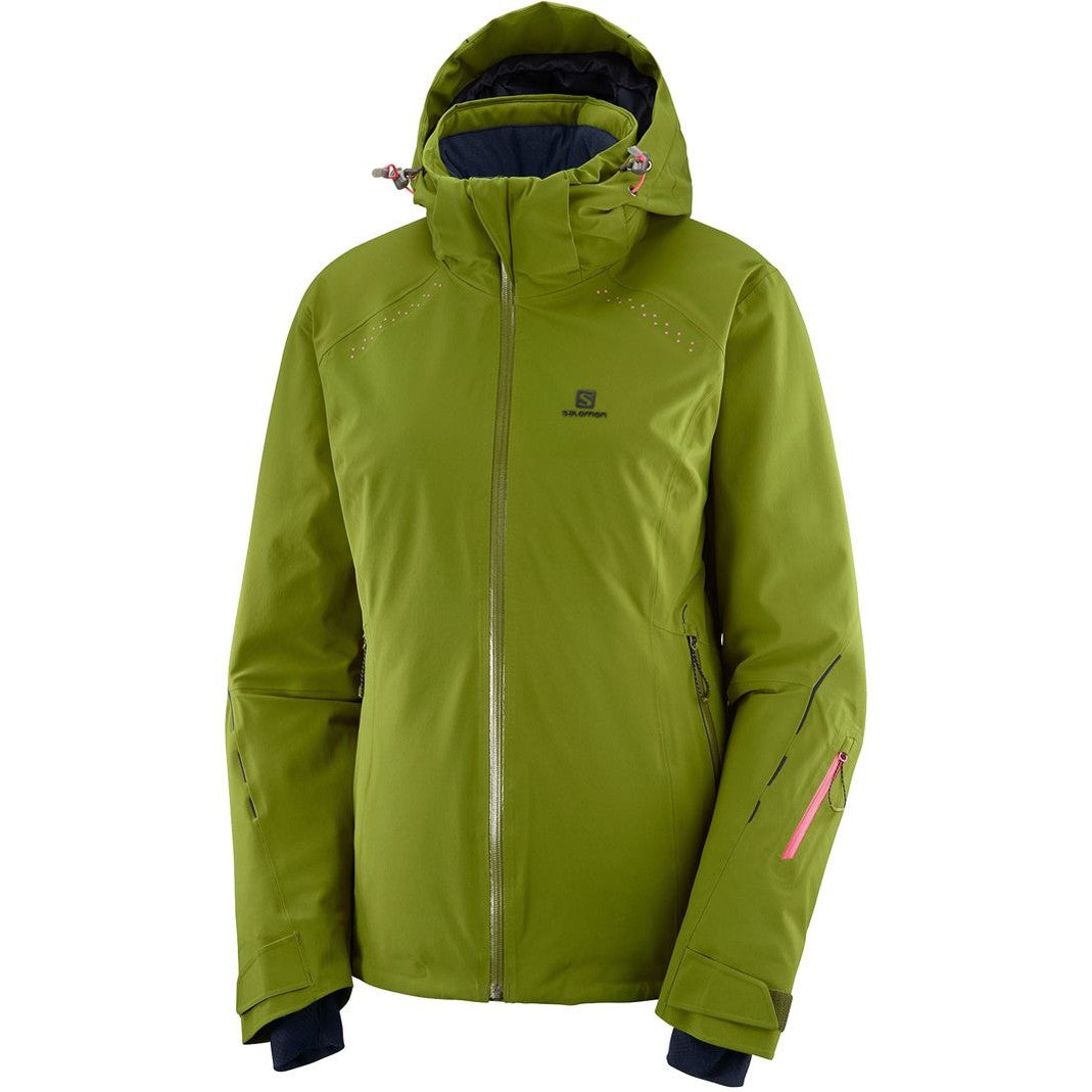 Salomon Ski Clothing Womens Icecrystal Ski Jacket Avacado For:Women, Type:Ski Clothing, Type:Ski Jackets