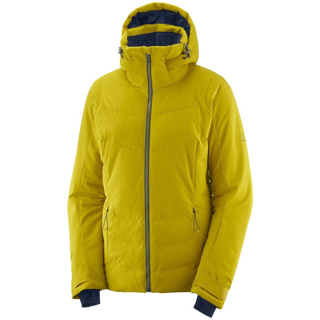 Salomon Ski Clothing Womens Icepuff Ski Jacket Golden Palm For:Women, Type:Ski Clothing, Type:Ski Jackets