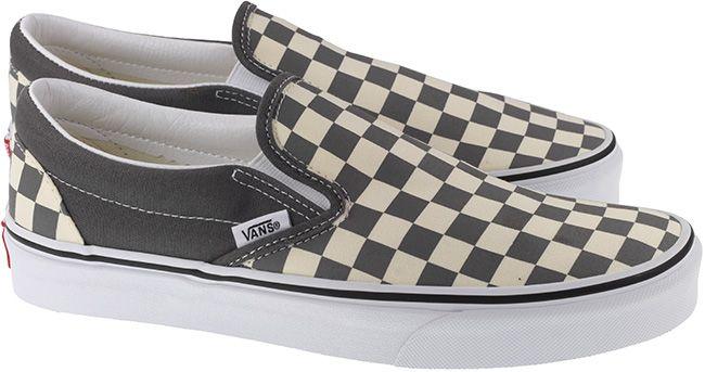 Vans Trainers Mens Classic Slip On Checkerboard Pewter White